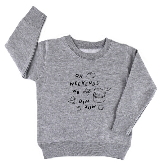 Cheerily Other - Cheerily Kids Grey Crewneck Dim Sum Dumpling Sweatshirt Playful Graphic Sz 4T